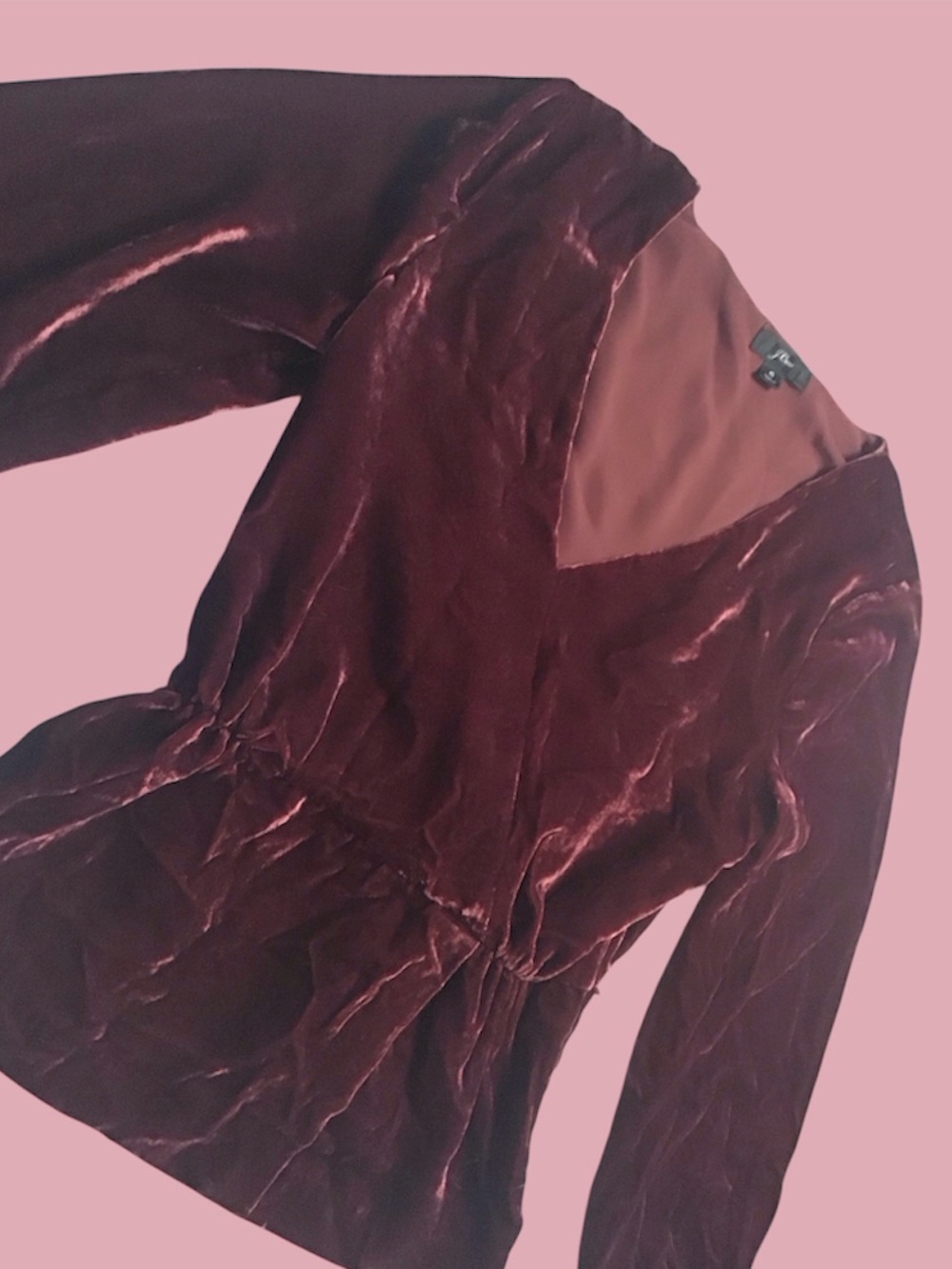 J. Crew Burgundy red Velvet faux Wrap Blouse size 6